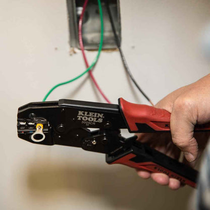 Klein Tools 80013 Wire Stripper / Ratcheting Crimper, Electrical Crimping Tool Kit with Automatic Wire Stripper and Ratcheting Insulated Terminal Crimper, 2-Piece