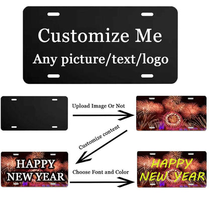 Custom License Plate for Front of Car, Personalized Number Plate Customized Your Text Image Photo Logo, Suitable for Truck Car Door Plate Bar Cafe Auto Accessories (6X12 Inch)