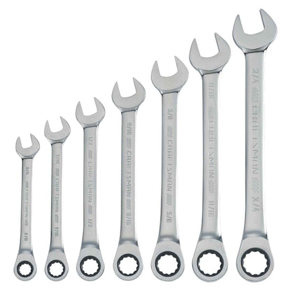 CRAFTSMAN 7-Piece Combination Ratcheting Wrench Set, 12-Point Standard SAE (CMMT87020)