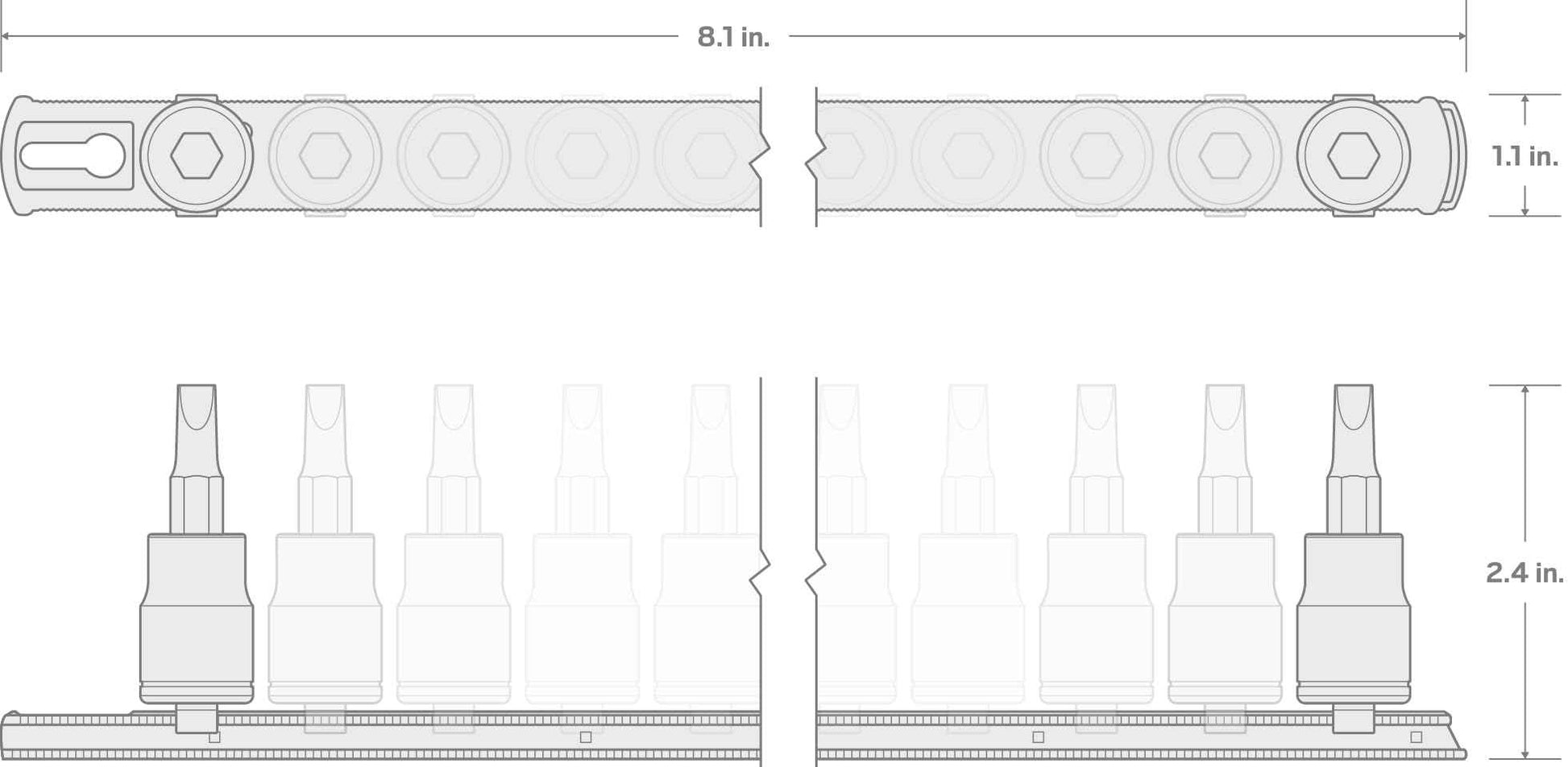 TEKTON 3/8 Inch Drive Phillips/Slotted Bit Socket Set with Rail, 8-Piece (#1-#4, 3/16-3/8 in.) | SHB91109