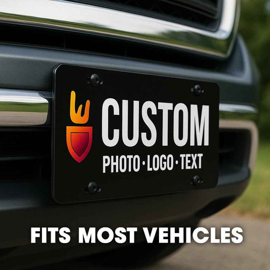 Custom License Plate for Car or Truck – Personalized Front Tag with Your Text, Image, Photo, or Logo – Decorative Novelty Auto Accessory for Garage, Bar, or Home Display