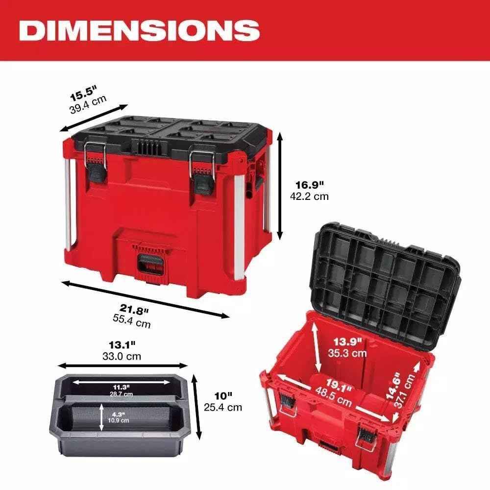 48-22-8429 for Milwaukee PACKOUT XL Heavy Duty Tool Box w/Organizer Tray Length 15.5 in Width 21.8 in Height 16.9 in