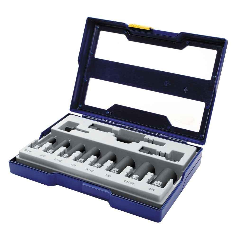 IRWIN 1877482 Impact Performance Series Deep Well Socket Bits Drawer Set, 3/8-Inch Square Drive, 11-Piece