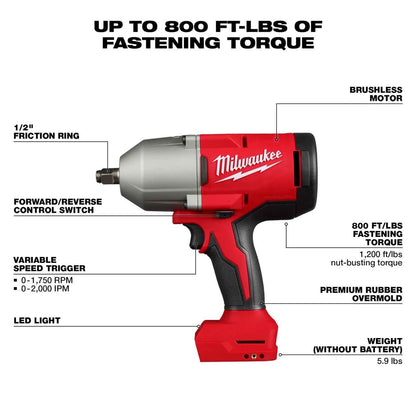 Milwaukee Electric - M18TRADE BRUSHLESS 1/2 HIGH Torque Impact WRENC