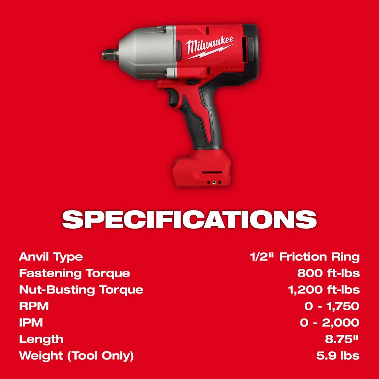 Milwaukee Electric - M18TRADE BRUSHLESS 1/2 HIGH Torque Impact WRENC
