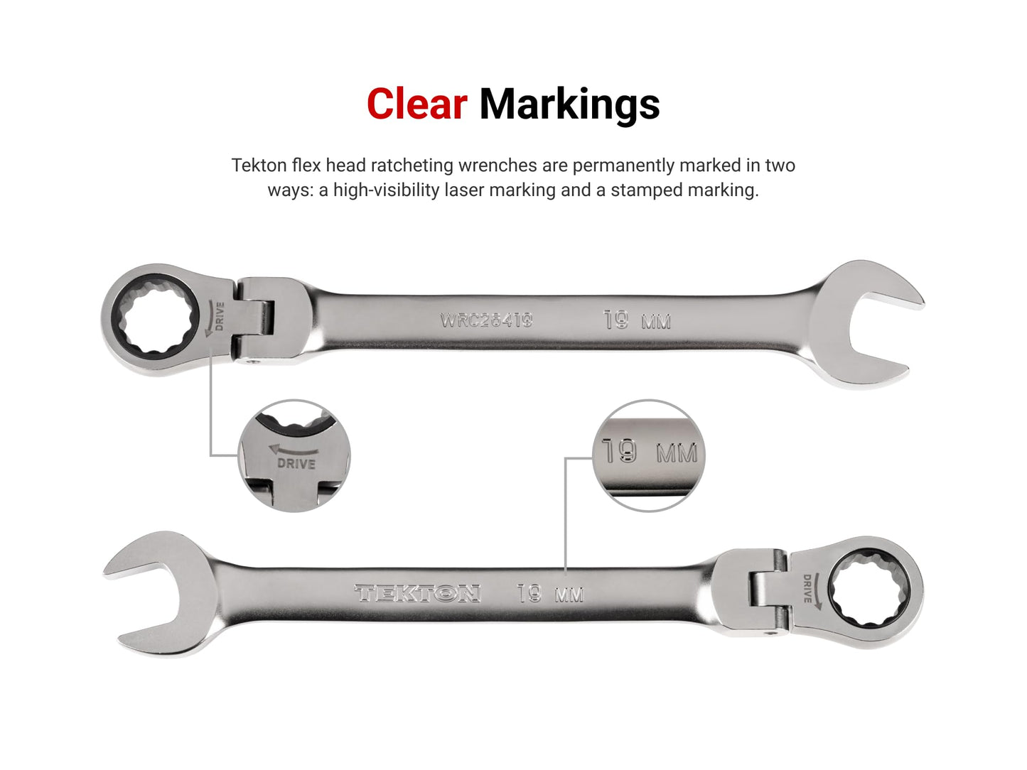 TEKTON Flex Head 12-Point Ratcheting Combination Wrench Set with Modular Organizers, 34-Piece (1/4-1 in., 6-24 mm) | WRC95305