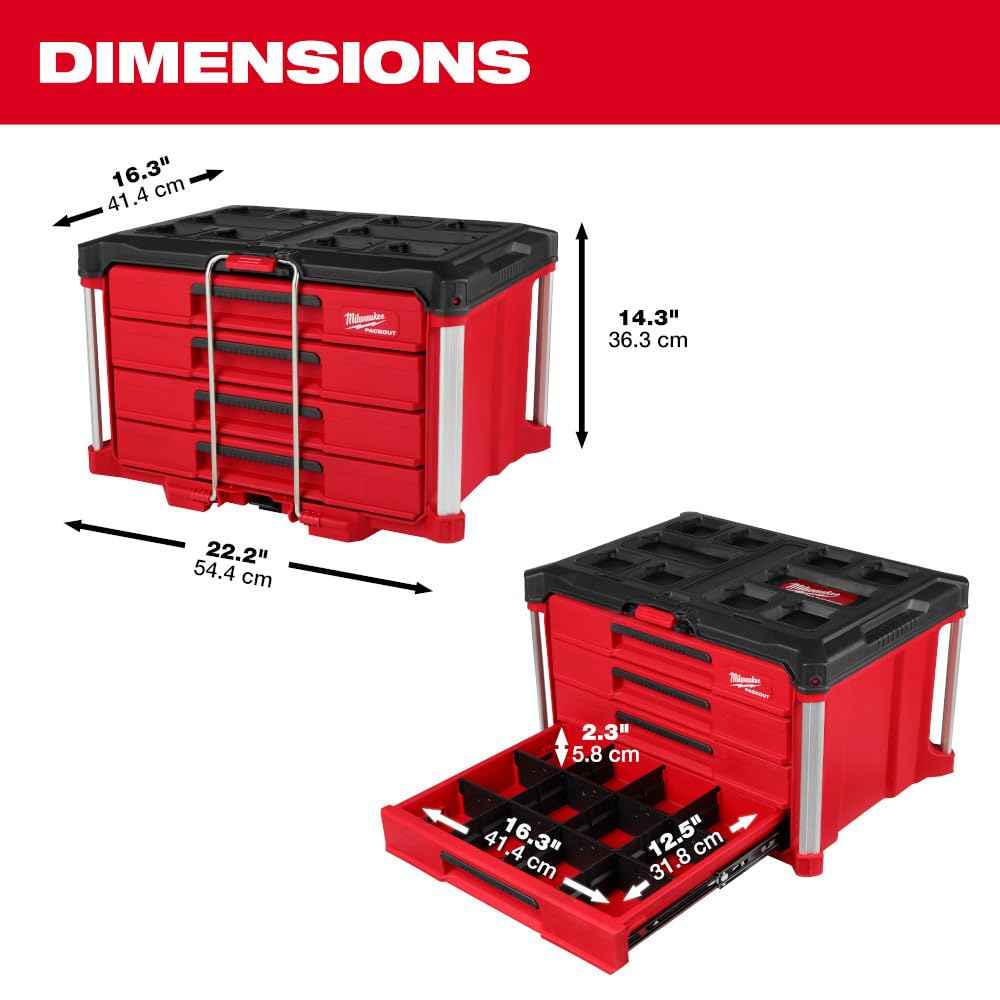 Milwaukee Packout 4 Drawer Tool Organizer Box - 48-22-8444