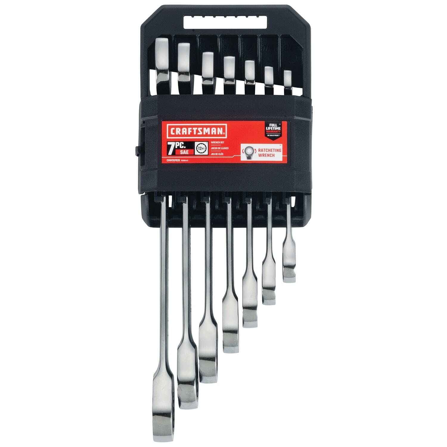 CRAFTSMAN 7-Piece Combination Ratcheting Wrench Set, 12-Point Standard SAE (CMMT87020)