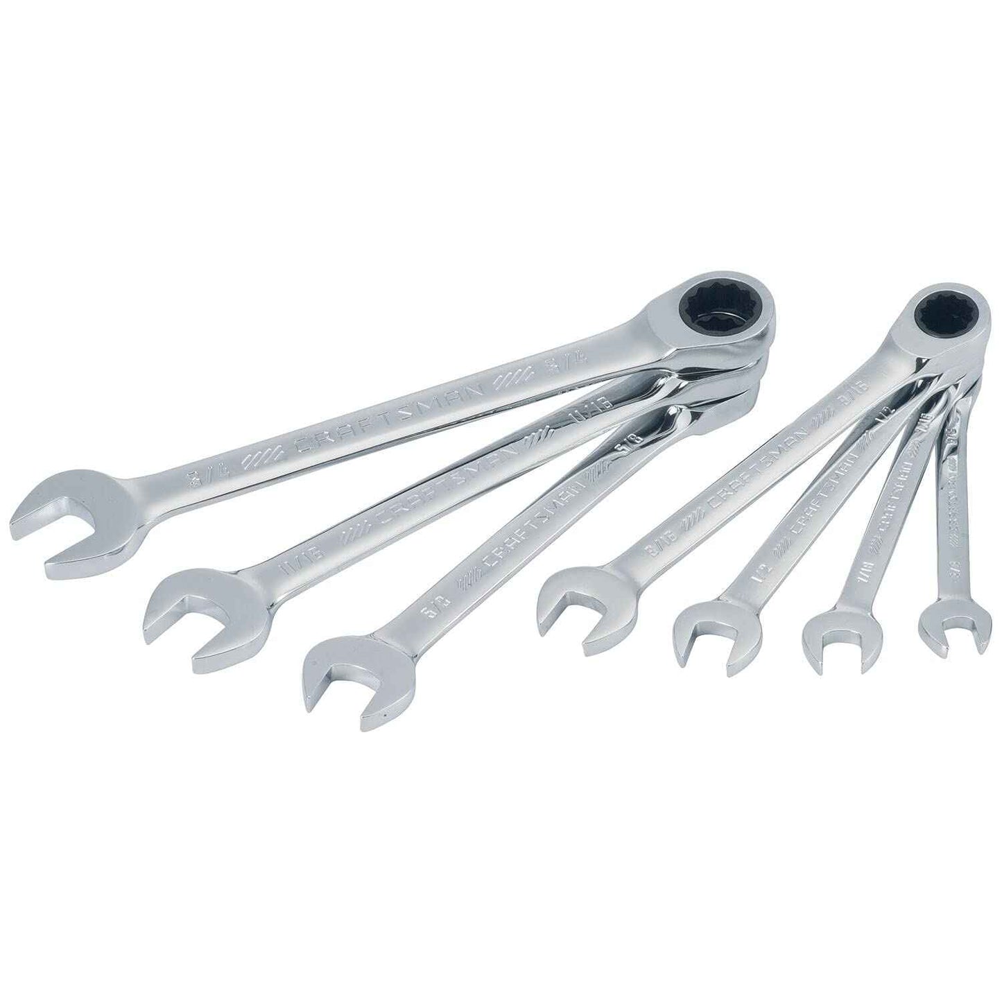 CRAFTSMAN 7-Piece Combination Ratcheting Wrench Set, 12-Point Standard SAE (CMMT87020)