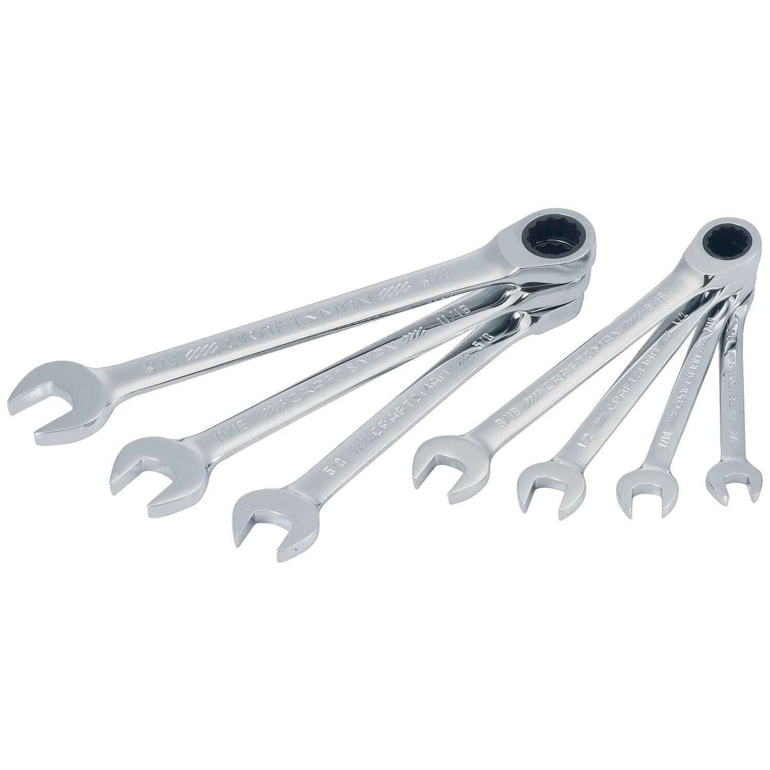 CRAFTSMAN 7-Piece Combination Ratcheting Wrench Set, 12-Point Standard SAE (CMMT87020)