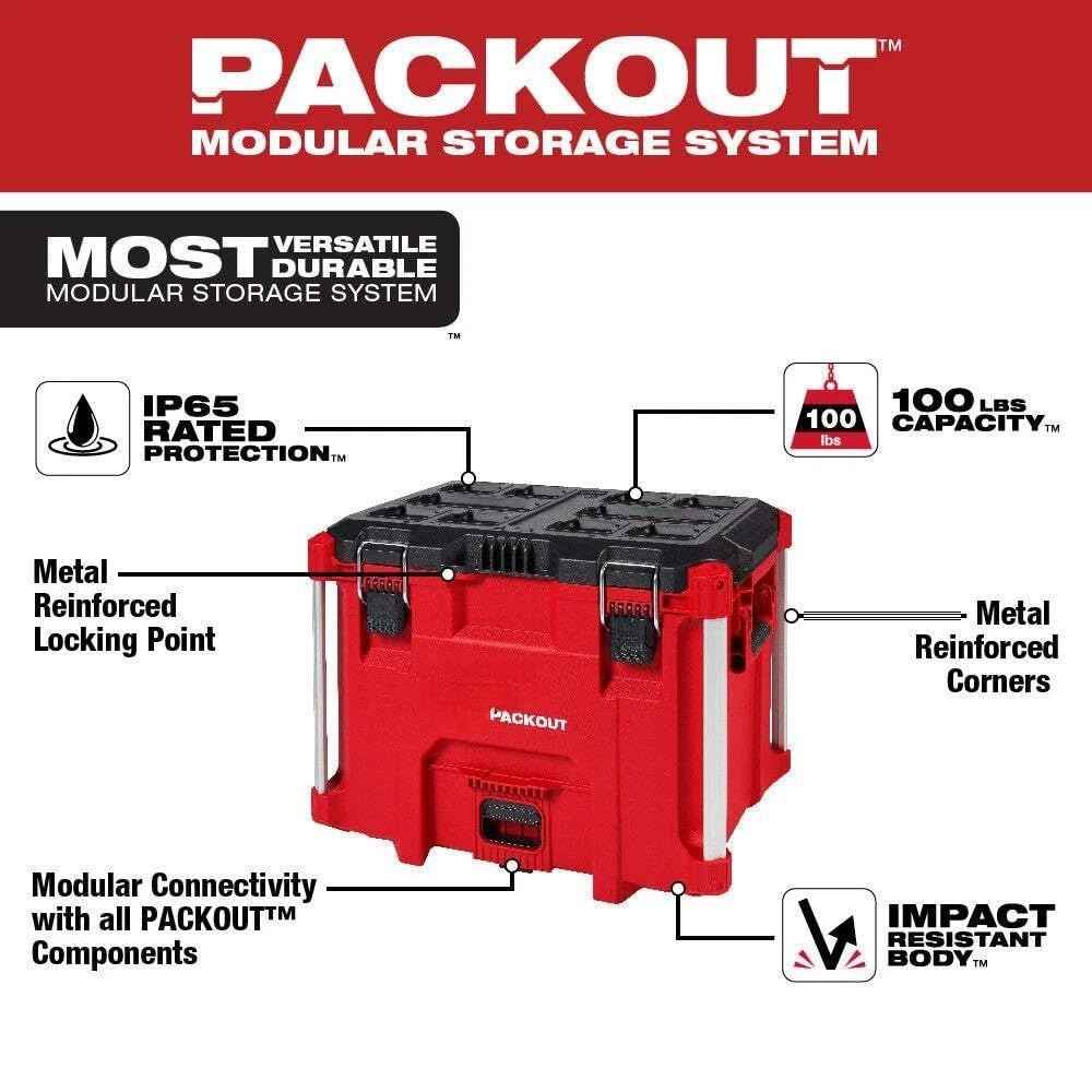 48-22-8429 for Milwaukee PACKOUT XL Heavy Duty Tool Box w/Organizer Tray Length 15.5 in Width 21.8 in Height 16.9 in