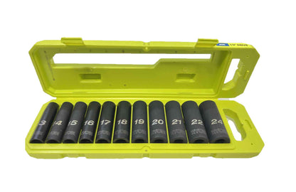 RYOBI 1/2 in SAE & Metric Deep Impact Socket Set, 6 Point (22-Piece), Black
