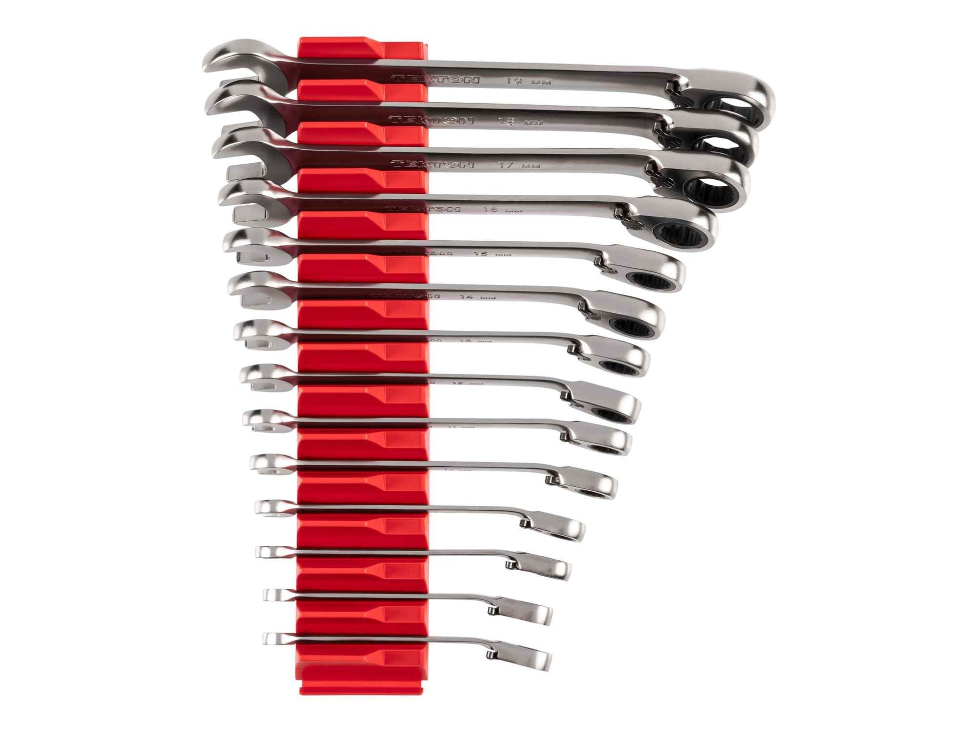 TEKTON Reversible 12-Point Ratcheting Combination Wrench Set with Modular Organizers, 14-Piece (6-19 mm) | WRC94302