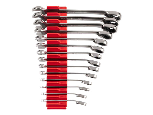 TEKTON Reversible 12-Point Ratcheting Combination Wrench Set with Modular Organizers, 14-Piece (6-19 mm) | WRC94302