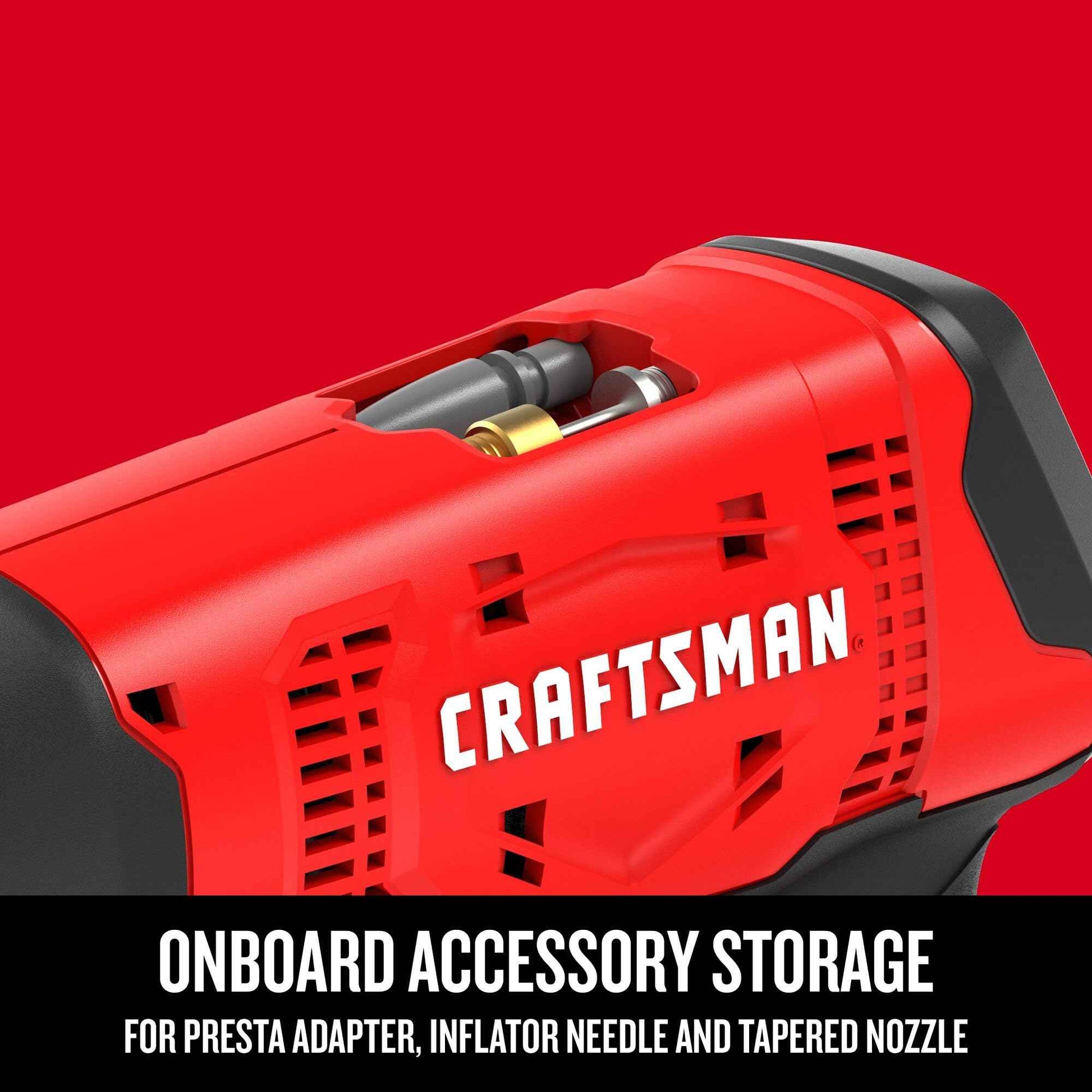 CRAFTSMAN V20 Air Compressor Portable, Cordless Tire Inflator, Up To 150 PSI Tire Pump, with Digital Pressure Gauge, Tool Only (CMCE521B)