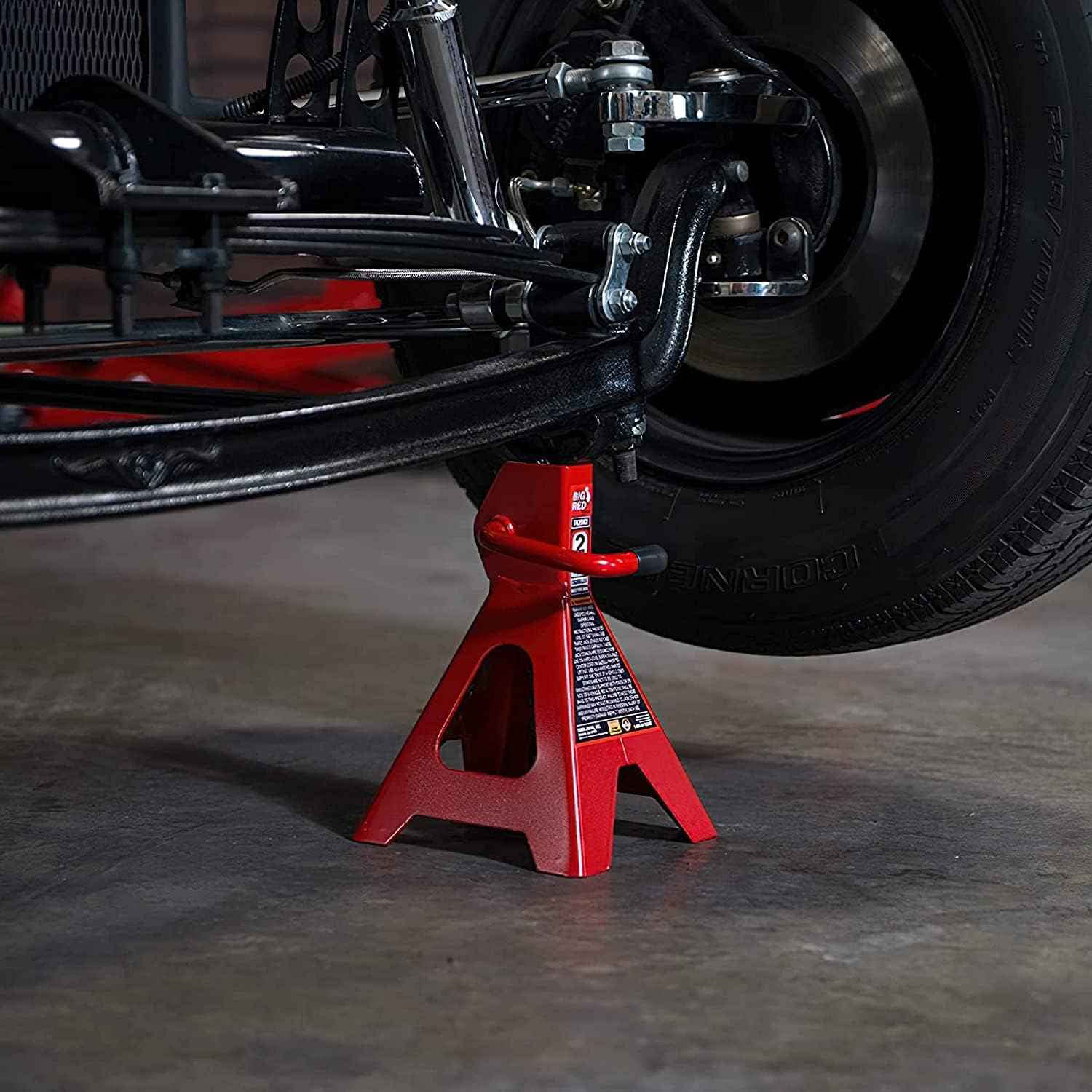 BIG RED AT42002R-3 Torin Jack Stands (1 Pair): Exceptional Use for Cars, Sedans, and Most Automobiles - 2 Ton (4,000 lb.) Capacity, Red