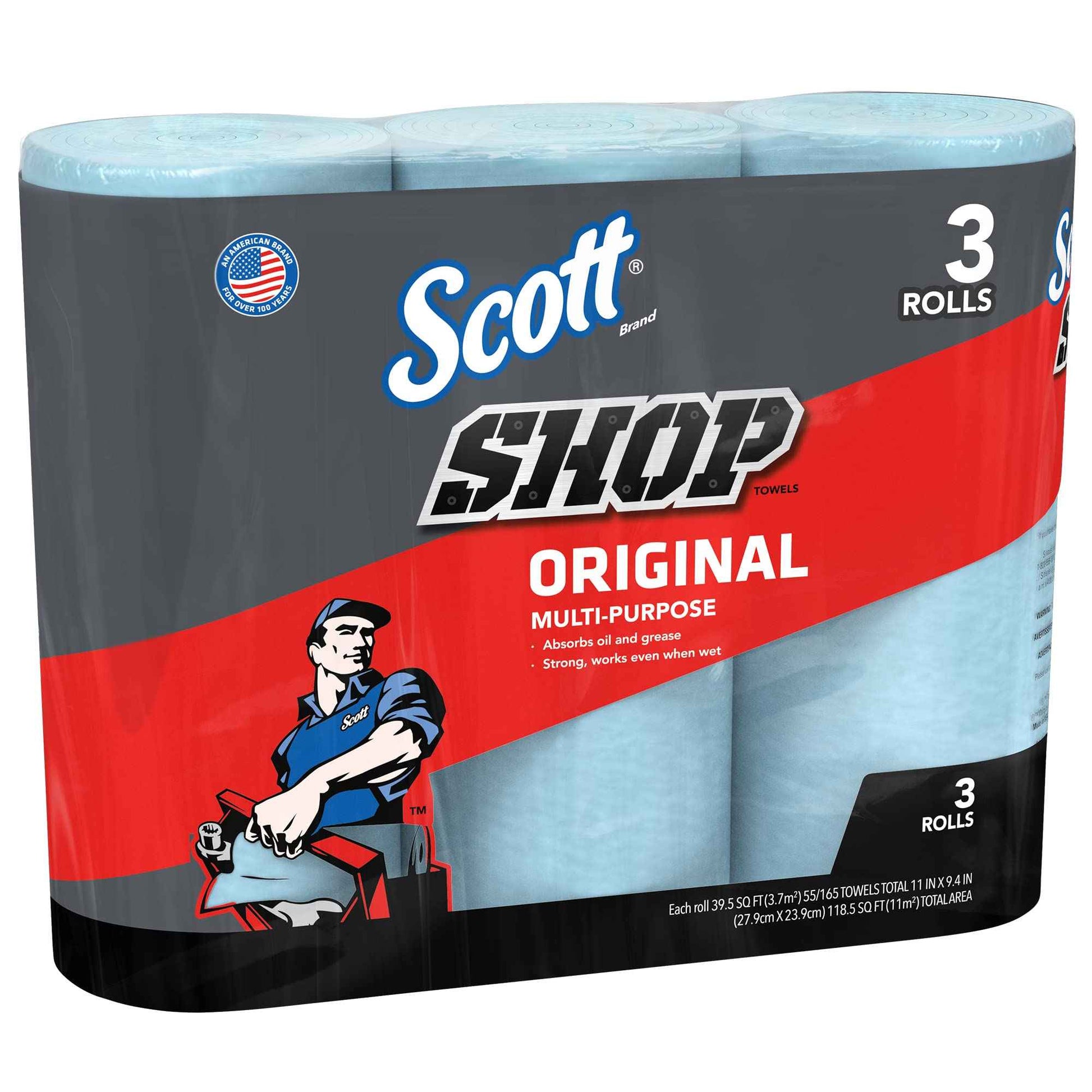 Scott Shop Towels Original (75143), Blue Towel, 9.4'x11' Wipe (30 Rolls of 55 Sheets, 10 Packs/Case, 1,650 Sheet Total)