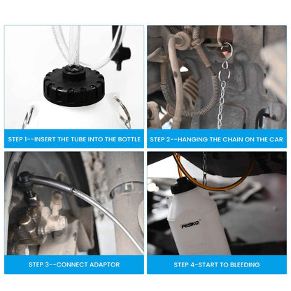 PESIKO 1L Brake Bleeder Bottle One Person, Brake Fluid Bleeding kit with 24 inch Tube and Rubber Connector for Collect Brake Fluid