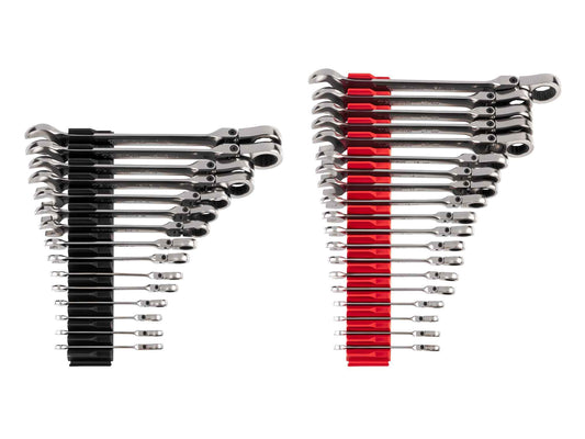 TEKTON Flex Head 12-Point Ratcheting Combination Wrench Set with Modular Organizers, 34-Piece (1/4-1 in., 6-24 mm) | WRC95305