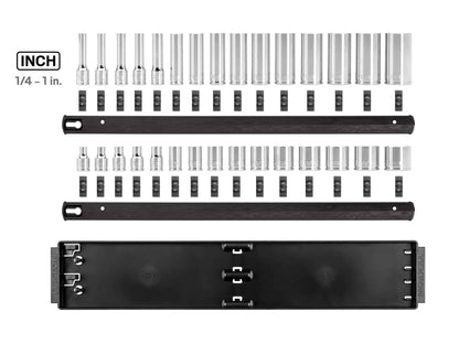 TEKTON 3/8 Inch Drive 12-Point Socket Set with Rails and Tray, 30-Piece (1/4-1 in.) | SHD91210