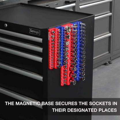 WORKPRO Magnetic Socket Organizer Set, 4-Piece Socket Holder Set Includes 1/4", 3/8" Drive Metric & SAE Socket Trays, Holds 108 Pieces Standard and Deep Size Sockets (Sockets not Included)