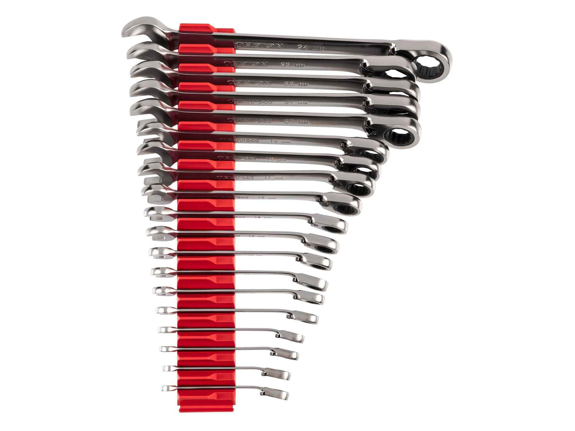 TEKTON Reversible 12-Point Ratcheting Combination Wrench Set with Modular Organizers, 19-Piece (6-24 mm) | WRC94303