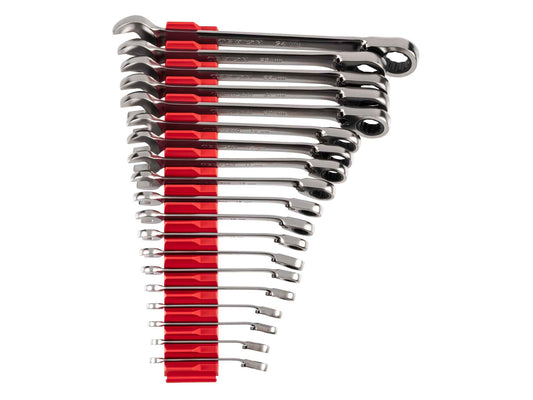 TEKTON Reversible 12-Point Ratcheting Combination Wrench Set with Modular Organizers, 19-Piece (6-24 mm) | WRC94303