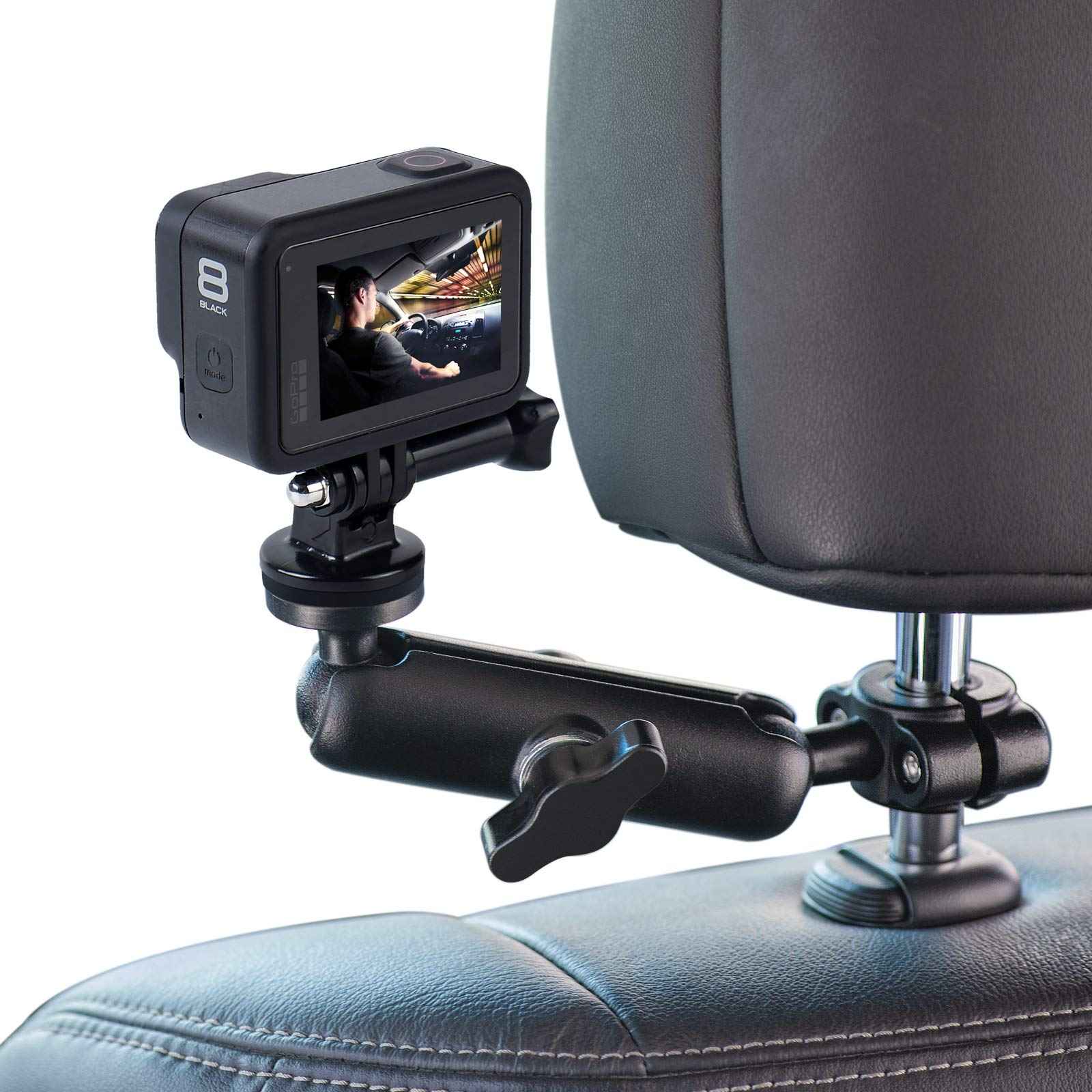 WADAHEFA 360° Rotating Sports Camera Bracket, Motorcycle Rearview Mirror, car seat mounting Bracket, Used for Go Pro Hero5/6/7/8/9 + Sports Camera Accessories.