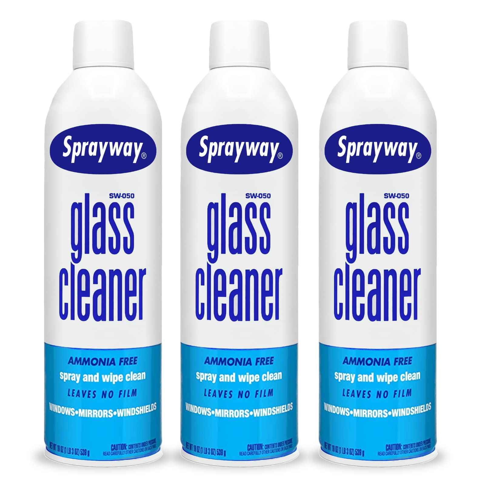 Sprayway Glass Cleaner, SW-050 19 oz Cleaner for Auto and Home for a Streak-Free Shine, Deep Cleaning Foaming Action, Safe for Tinted & Non-Tinted Windows, Ammonia Free Foam Glass Cleaner, Pack of 3
