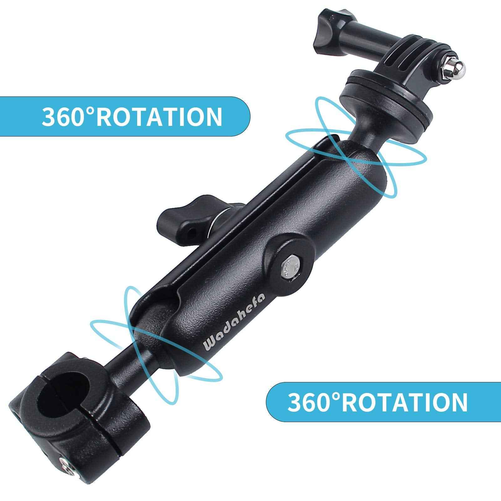 WADAHEFA 360° Rotating Sports Camera Bracket, Motorcycle Rearview Mirror, car seat mounting Bracket, Used for Go Pro Hero5/6/7/8/9 + Sports Camera Accessories.