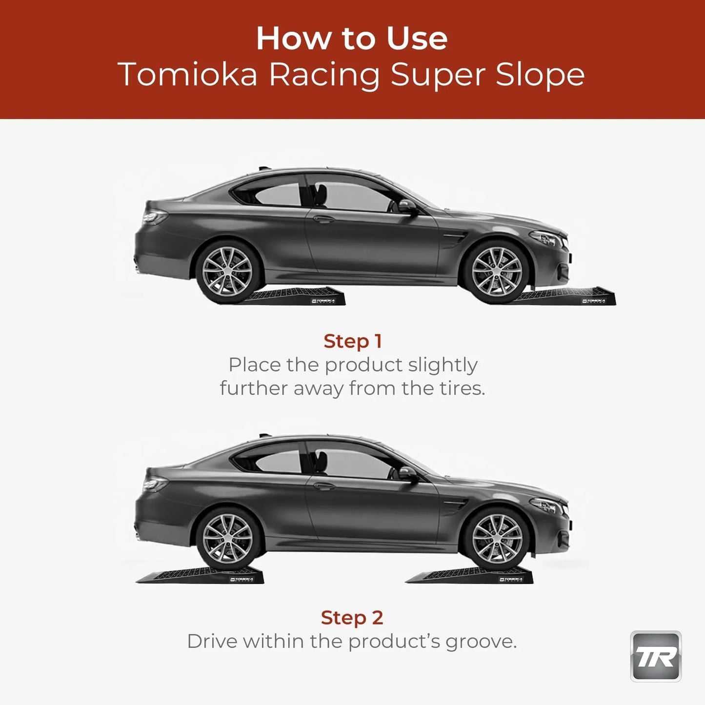 Tomioka Racing Super Slopes Low Profile Car Service Ramps Pair with Anti-Slip Pads, Perfect for Raise Lowered Car Oil Changes, Lift Vehicle Maintenance, & Jack Support - Track Minded HPDE, LLC