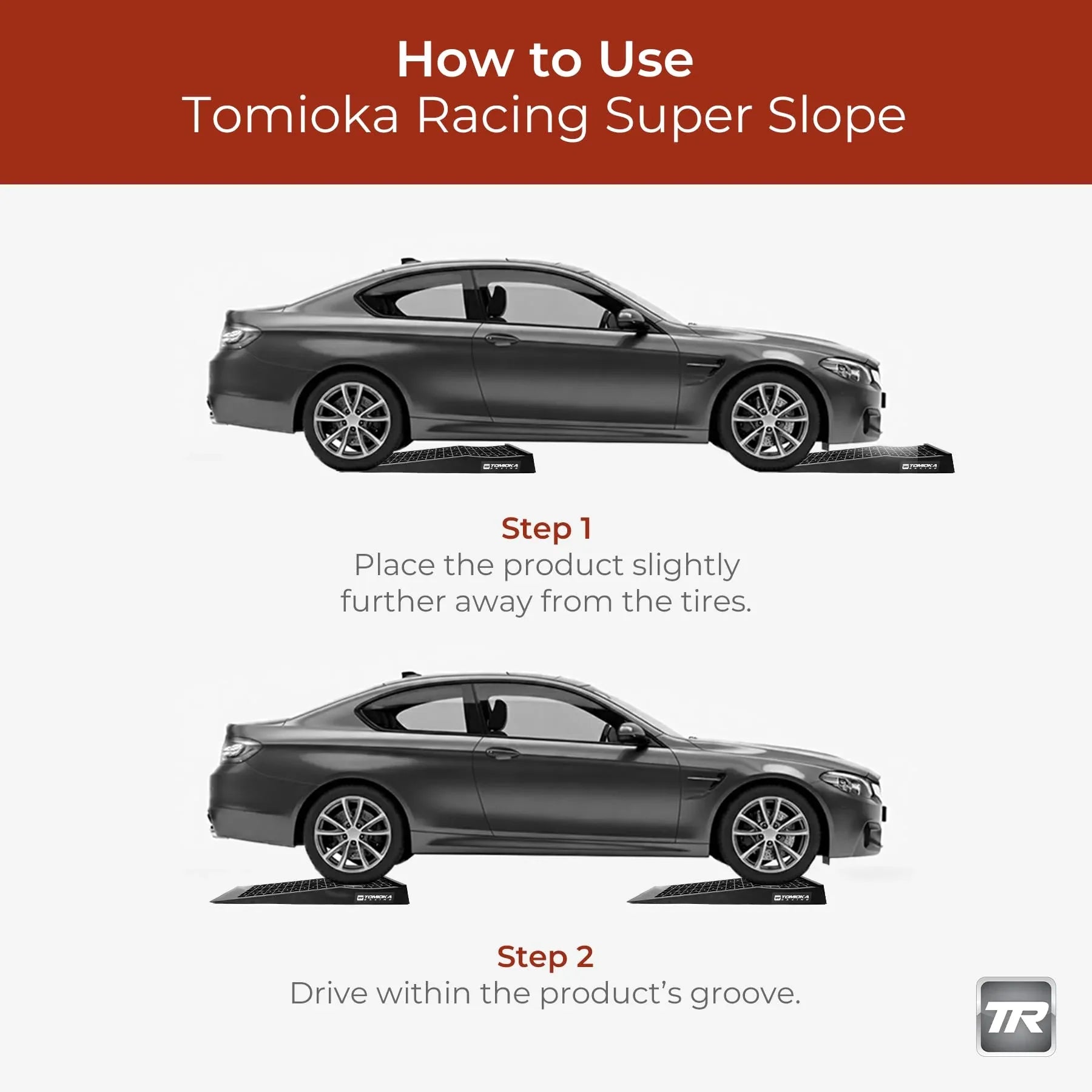 Tomioka Racing Super Slopes Low Profile Car Service Ramps Pair with Anti-Slip Pads, Perfect for Raise Lowered Car Oil Changes, Lift Vehicle Maintenance, & Jack Support - Track Minded HPDE, LLC