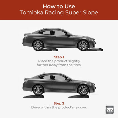 Tomioka Racing Super Slopes Low Profile Car Service Ramps Pair with Anti-Slip Pads, Perfect for Raise Lowered Car Oil Changes, Lift Vehicle Maintenance, & Jack Support - Track Minded HPDE, LLC