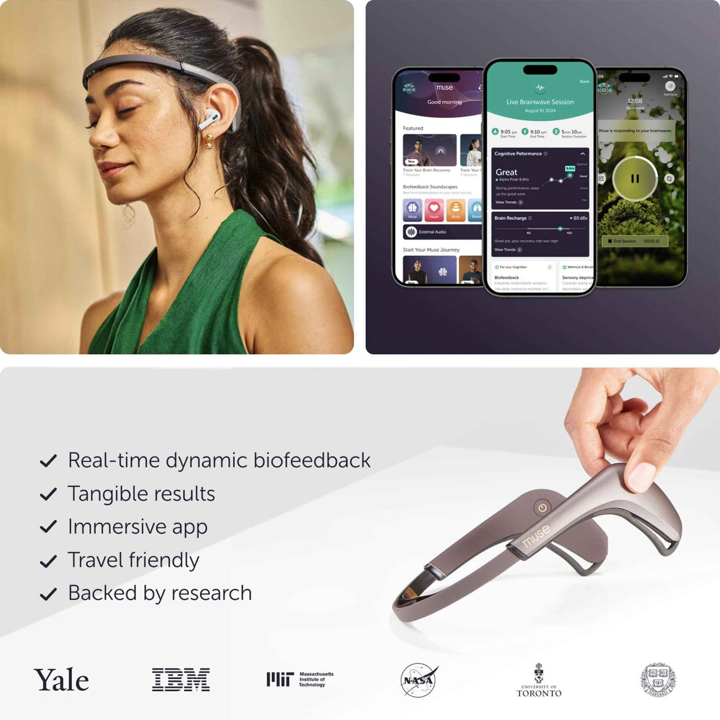 MUSE 2: The Brain Sensing Headband USB-C- EEG MUSE Headband Meditation Tracker - Multi Sensor Biofeedback Devices for Home Use with Responsive Sound Feedback Guidance - Neurofeedback Devices