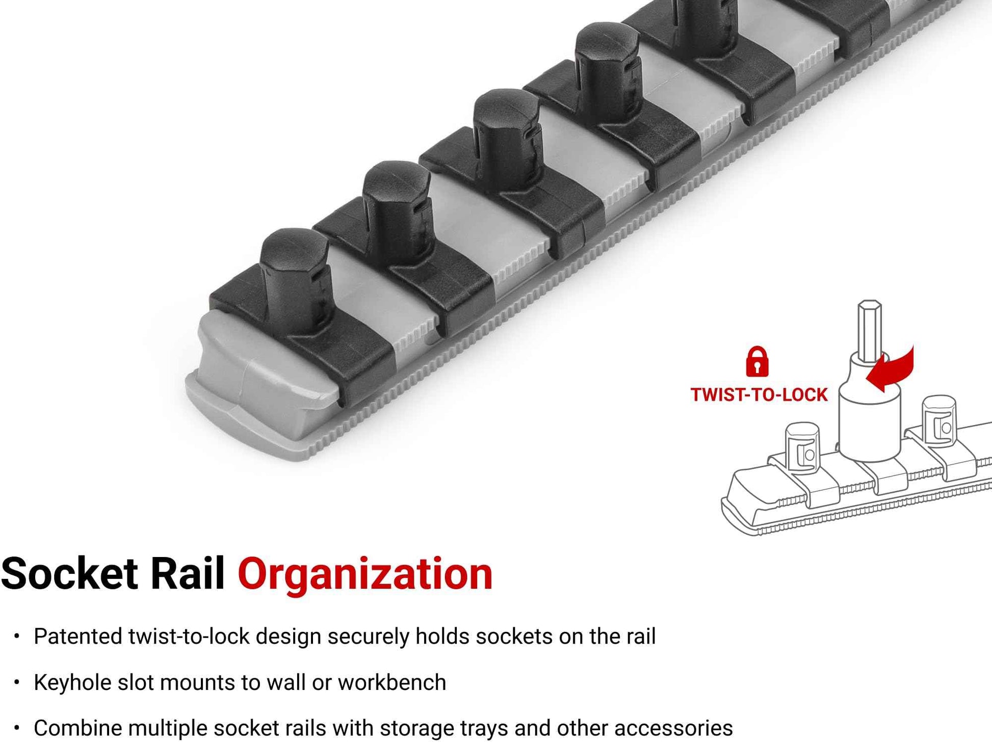 TEKTON 3/8 Inch Drive Phillips/Slotted Bit Socket Set with Rail, 8-Piece (#1-#4, 3/16-3/8 in.) | SHB91109