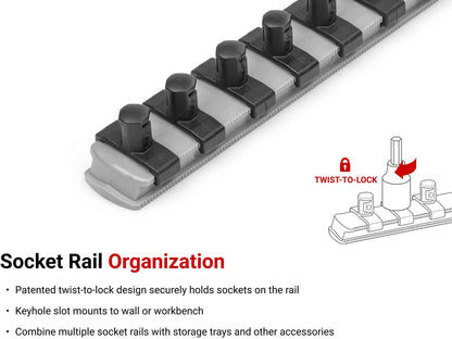 TEKTON 3/8 Inch Drive Phillips/Slotted Bit Socket Set with Rail, 8-Piece (#1-#4, 3/16-3/8 in.) | SHB91109