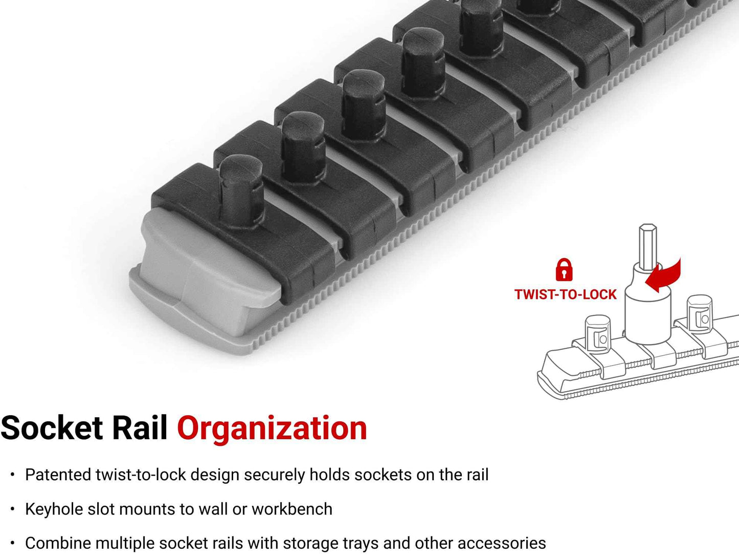 TEKTON 1/4 Inch Drive Phillips/Slotted Bit Socket Set with Rail, 8-Piece (#0-#3, 1/8-5/16 in.) | SHB90104