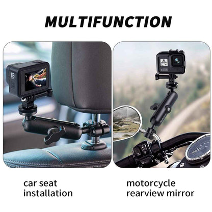 WADAHEFA 360° Rotating Sports Camera Bracket, Motorcycle Rearview Mirror, car seat mounting Bracket, Used for Go Pro Hero5/6/7/8/9 + Sports Camera Accessories.