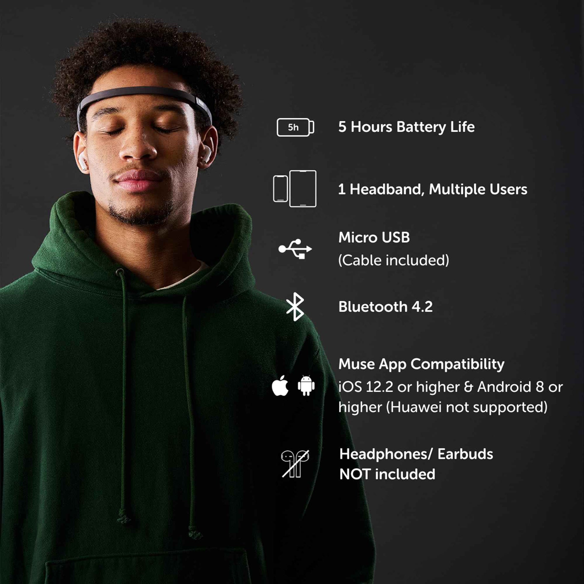 MUSE 2: The Brain Sensing Headband USB-C- EEG MUSE Headband Meditation Tracker - Multi Sensor Biofeedback Devices for Home Use with Responsive Sound Feedback Guidance - Neurofeedback Devices