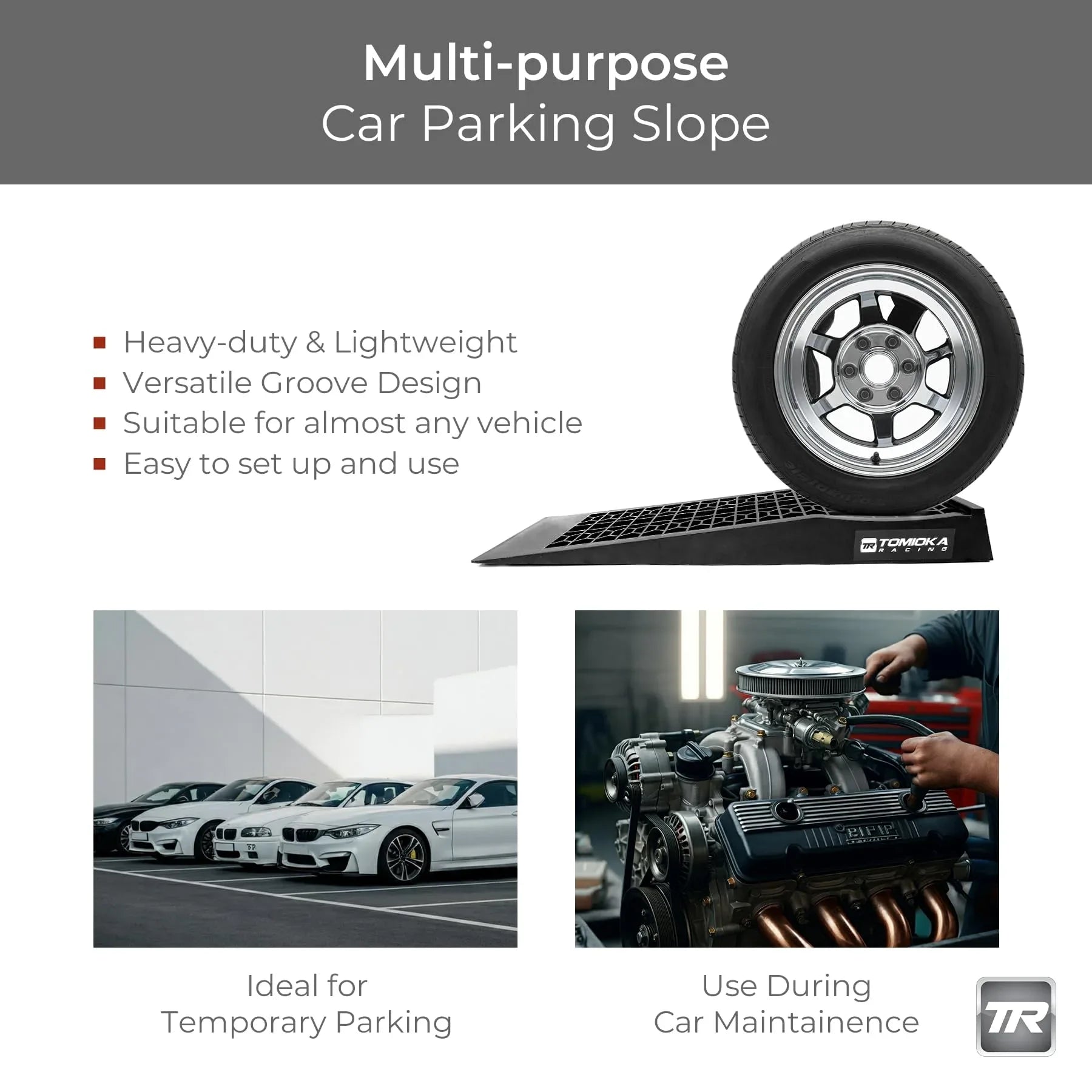 Tomioka Racing Super Slopes Low Profile Car Service Ramps Pair with Anti-Slip Pads, Perfect for Raise Lowered Car Oil Changes, Lift Vehicle Maintenance, & Jack Support - Track Minded HPDE, LLC