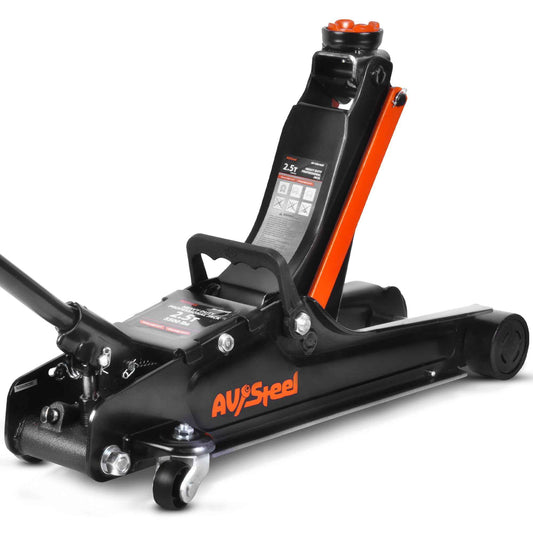 AV Steel Floor Jack 2.5 Ton (5500 lbs), Low Profile Floor Jack with Single Piston Pump, Heavy Duty Steel Hydraulic Jack for Car, Jack for Car with Lifting Range 3.4'' to 14.6''