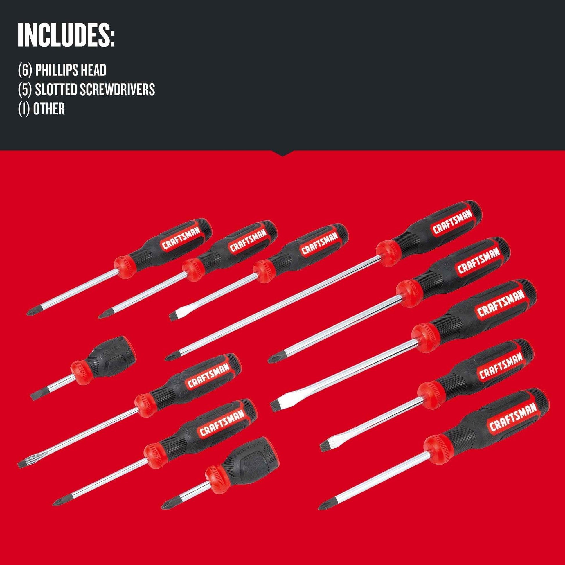 CRAFTSMAN Bi-Material Assorted Screwdriver Master Set, 12 Piece (CMHT65301)
