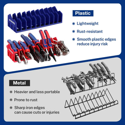 WORKPRO 2-Pack Plier Organizer Rack, Pliers Holder and Cutter Organizers with Non-Slip Rubber Base, 20-Slot Tool Box Organizer, Tool Drawer Organizer, Tool Storage, Plier Rack (Pliers Not Included)