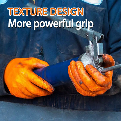 Protect those Hands! Heavy Duty Orange Nitrile Industrial Disposable Gloves with Diamond Textured Grip for Mechanics