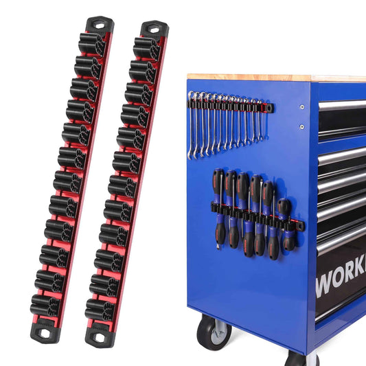 WORKPRO Magnetic Screwdriver Organizer and Wrench Organizer, Aluminum Rail Magnetic Tool Organizer, Tool Holder, Toolbox Organization, 24-Slot Screwdriver and Wrench Holder (Tools not Included)