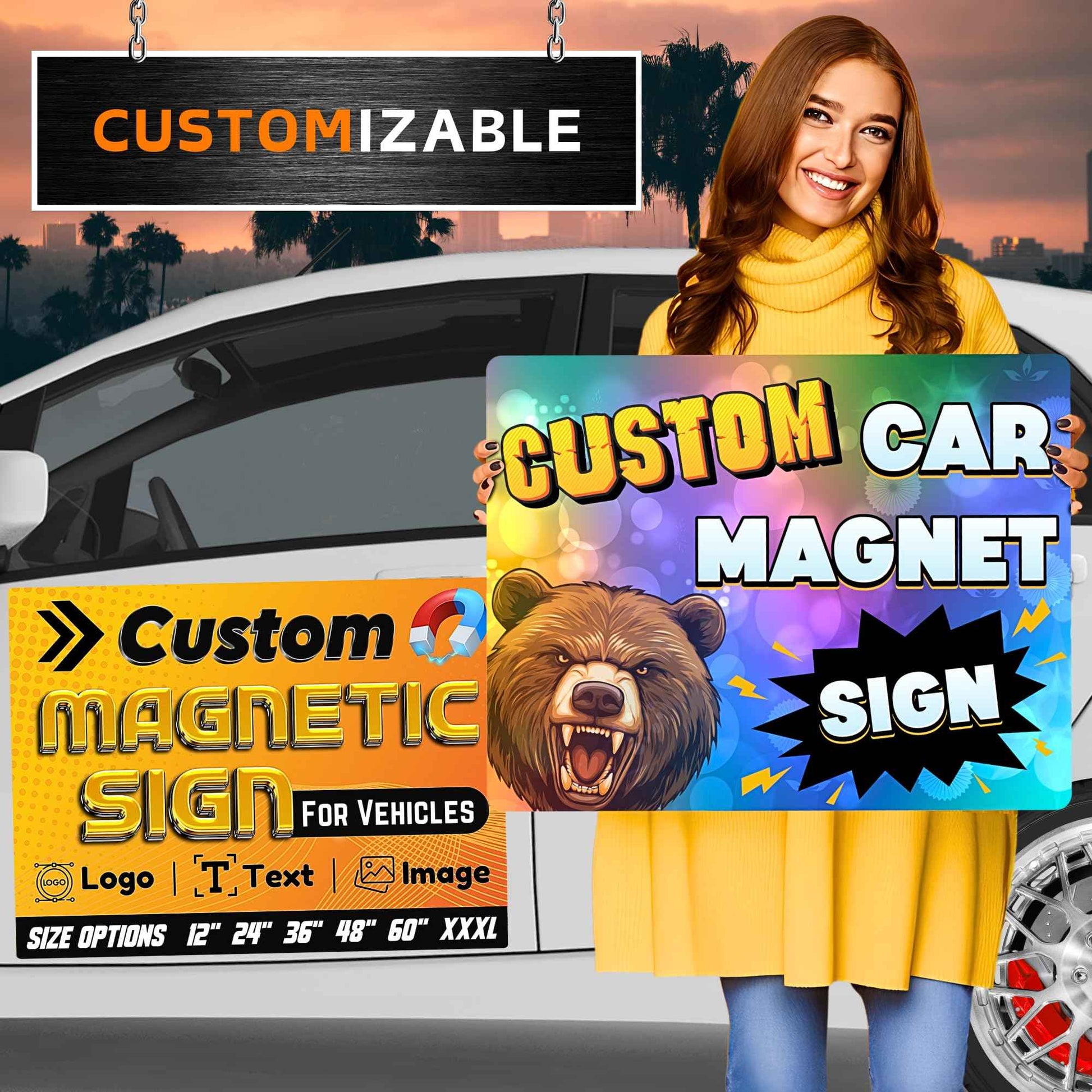 Custom Car Magnet with Your Logo ║ Advertise Your Business Vehicle Magnetic ║ Professionally Printed for Your Car Van Truck ║ Reflective Option Available║ We Print All Made in The USA