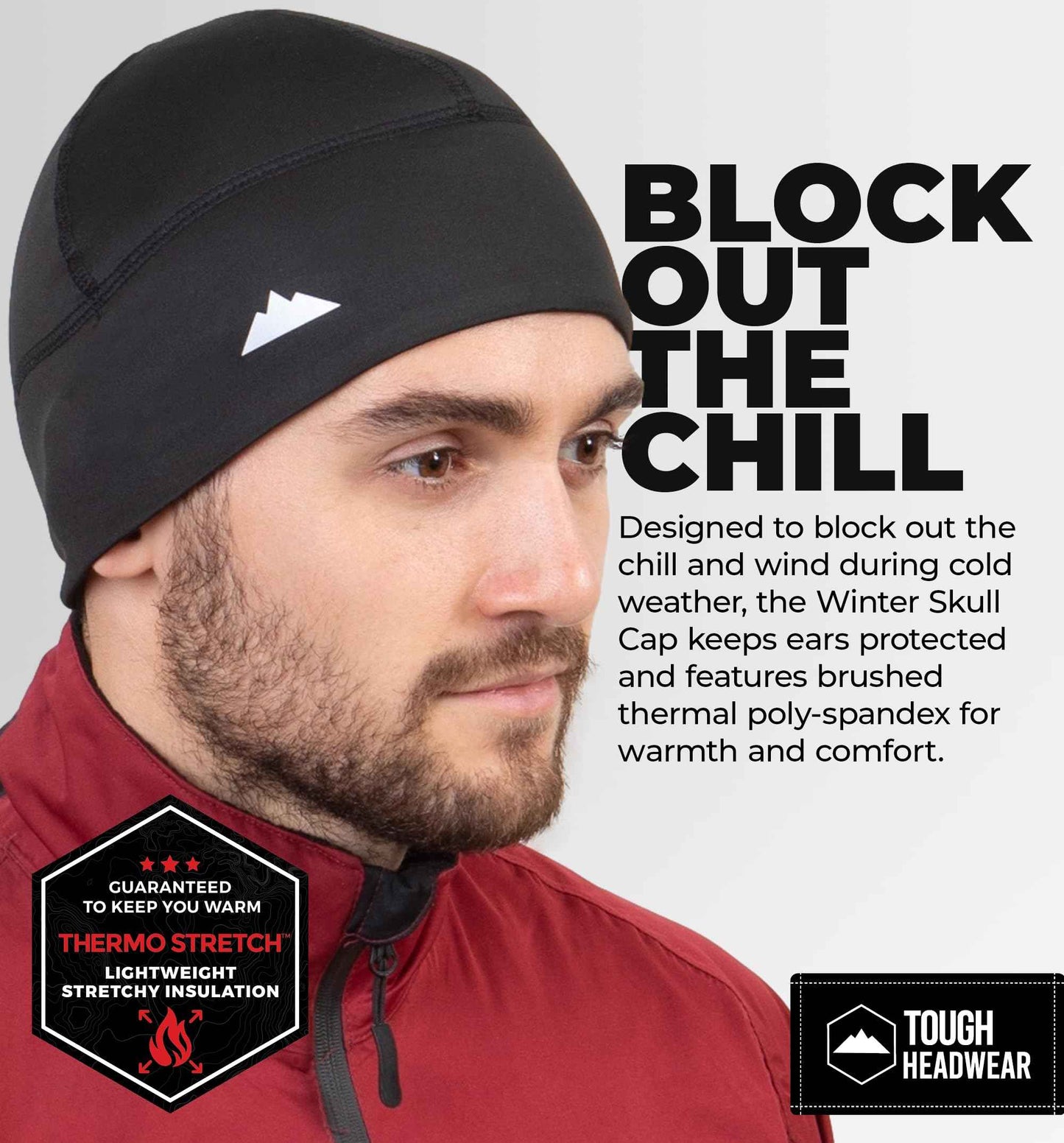 Tough Headwear Skull Cap for Men - Beanie Hats - Skullcap - Skully Beanie Cap - Cooling Skull Caps for Men Locs Sweat Dreads Running - Sweat Wicking Lightweight Helmet Liner