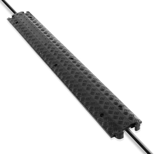 Pyle Durable Cable Protection Ramp Cover - Supports 11000lbs Single Channel Heavy Duty Hose and Cord Track Floor Protection, 39.4” x 5.11” x 0.78” Cable Concealer for Indoor Outdoor Use -PCBLCO101BK