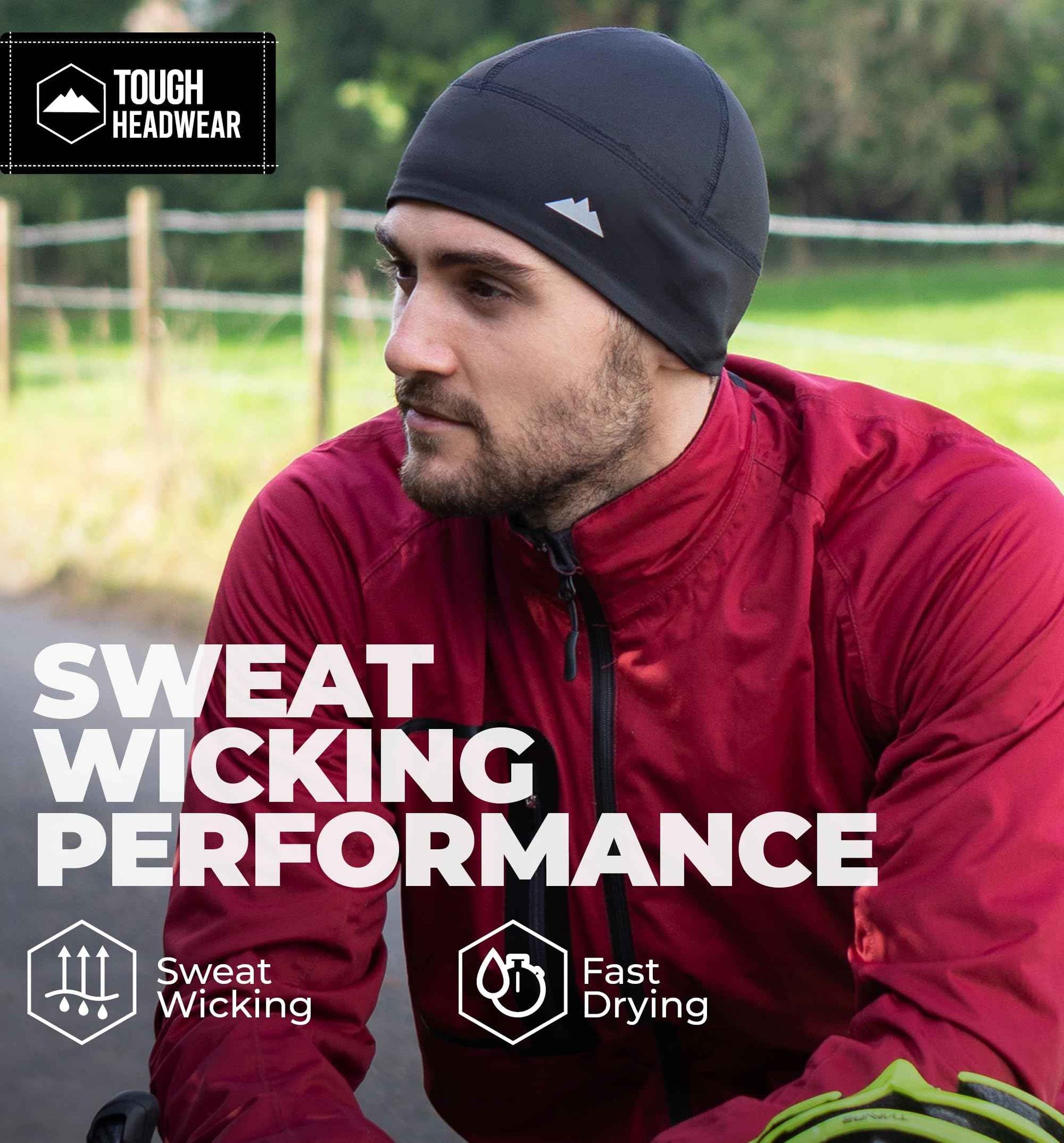 Tough Headwear Skull Cap for Men - Beanie Hats - Skullcap - Skully Beanie Cap - Cooling Skull Caps for Men Locs Sweat Dreads Running - Sweat Wicking Lightweight Helmet Liner