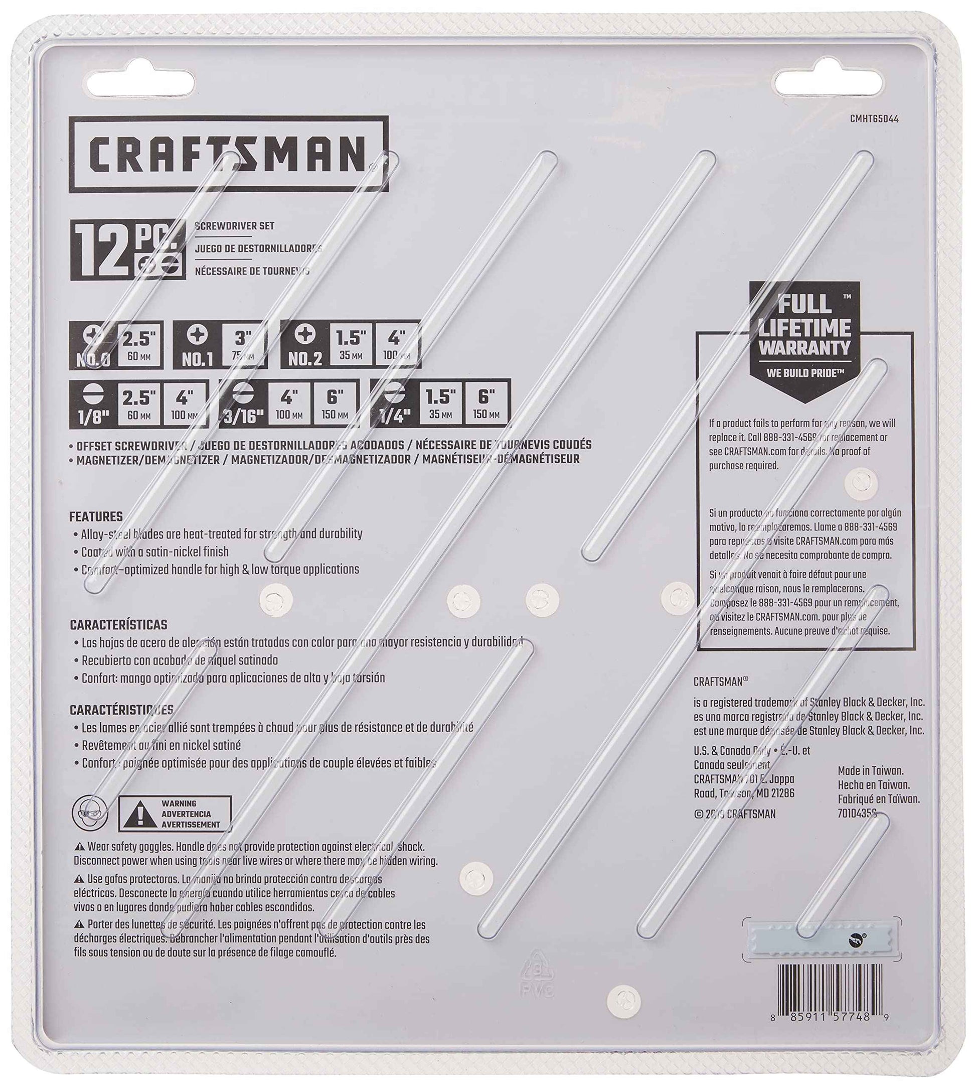 CRAFTSMAN Screwdriver Set, Assorted, 12Piece (CMHT65044)